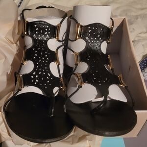 Elegant Black and Gold Women's Sandals